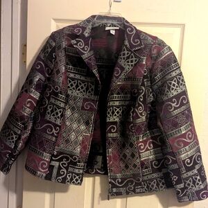 Beautiful Women's quilted Blazer, Rich Purple And Silver In Color.